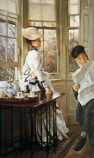 James Tissot Reading the News china oil painting image